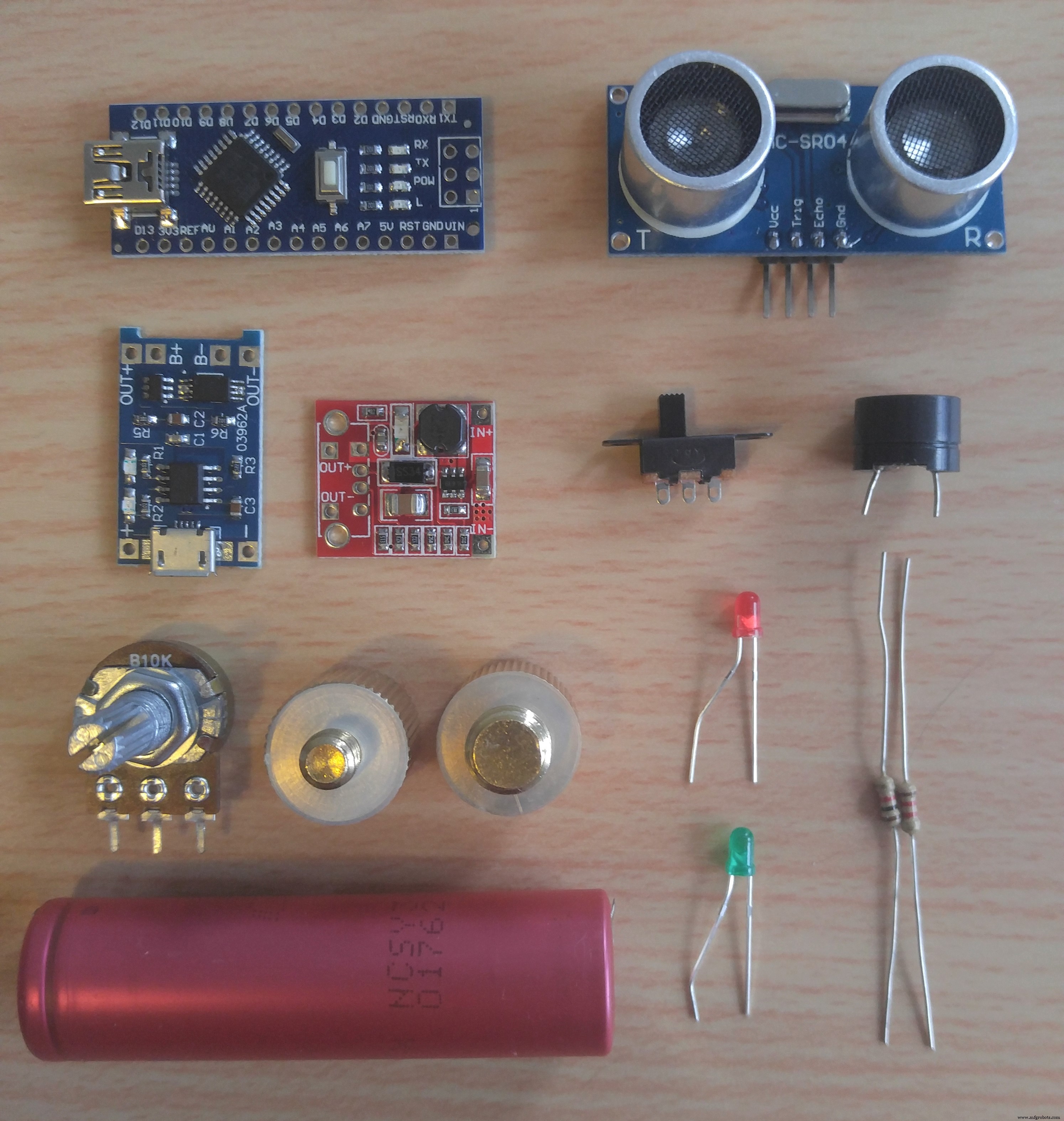 Портативный дальномер на Arduino Nano: HC-SR04, питание 18650, 3D-корпус
