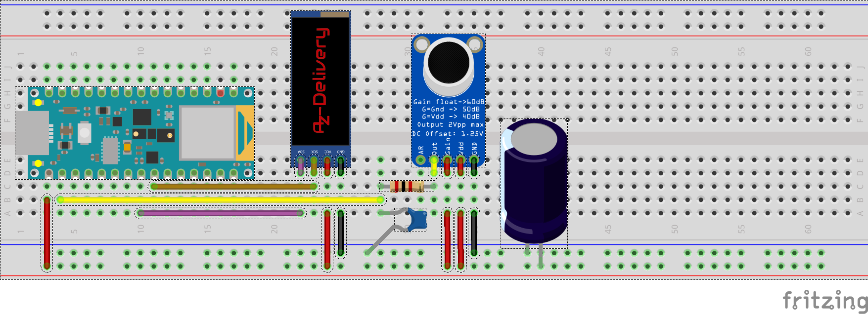 Спектральный анализатор звука на Arduino Nano 33 BLE с OLED-дисплеем